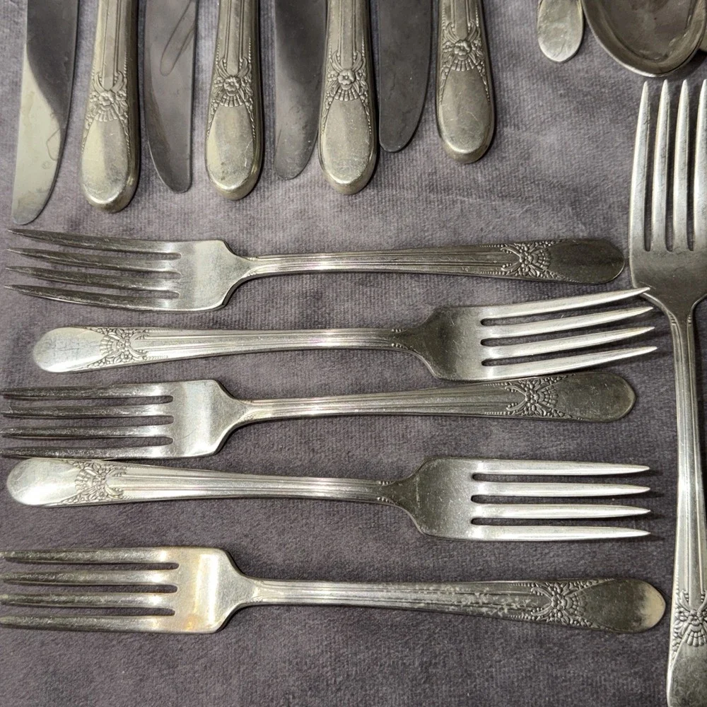 WM Rogers BELOVED 40ct Silver Plated Flatware Set with Forks, Spoons, Knives
